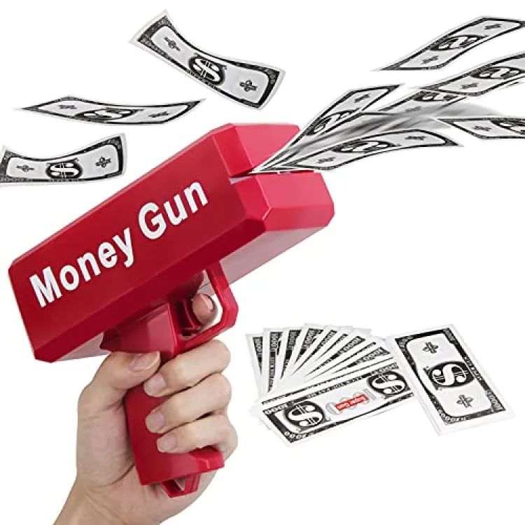 Rain Money Gun Paper Spary Machine Toy Gun Money Gun with 100 Pcs Play Money Cash Gun Party Supplies