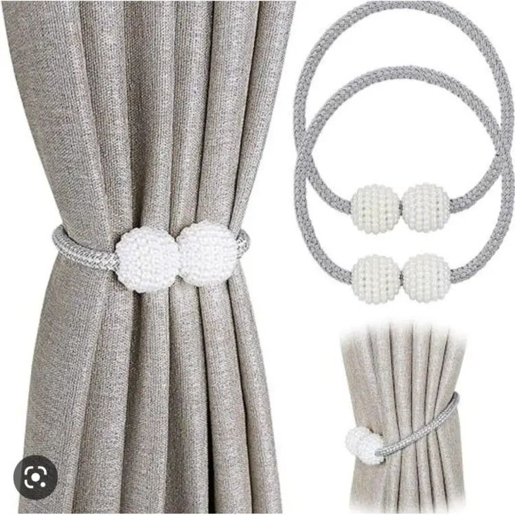 1 Pair Random Color Magnetic Curtain Tieback Curtains Holder Convenient Drape Tie Backs Pearl Decorative Rope Holdback Holder