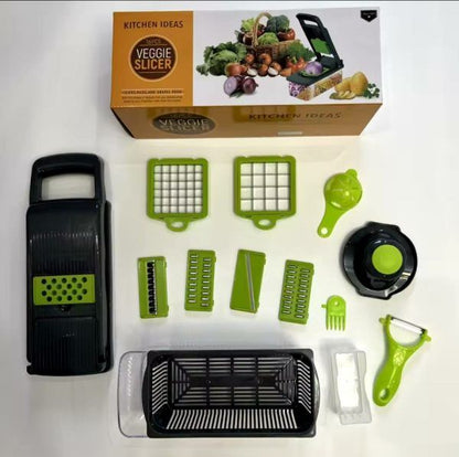 16 IN1 Mandoline Slicer Veggie Food Chopper Vegetable Cutter Tomato Carrot Grater Cheese French Onion Shredders Kitchen Tool