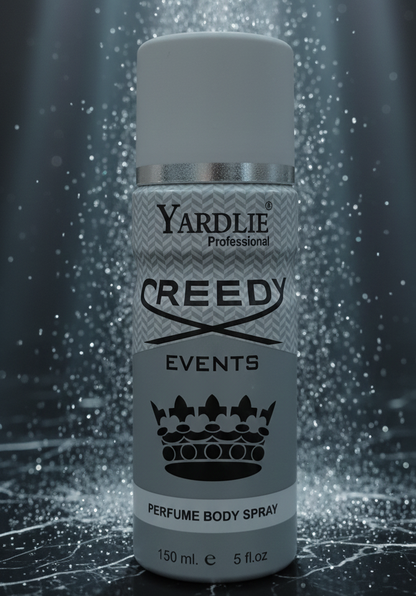 Yardlie Professional CREEDY EVENTS Perfume Body Spray (150ml): Elite, Aromatic Fougere Deodorant for Men.