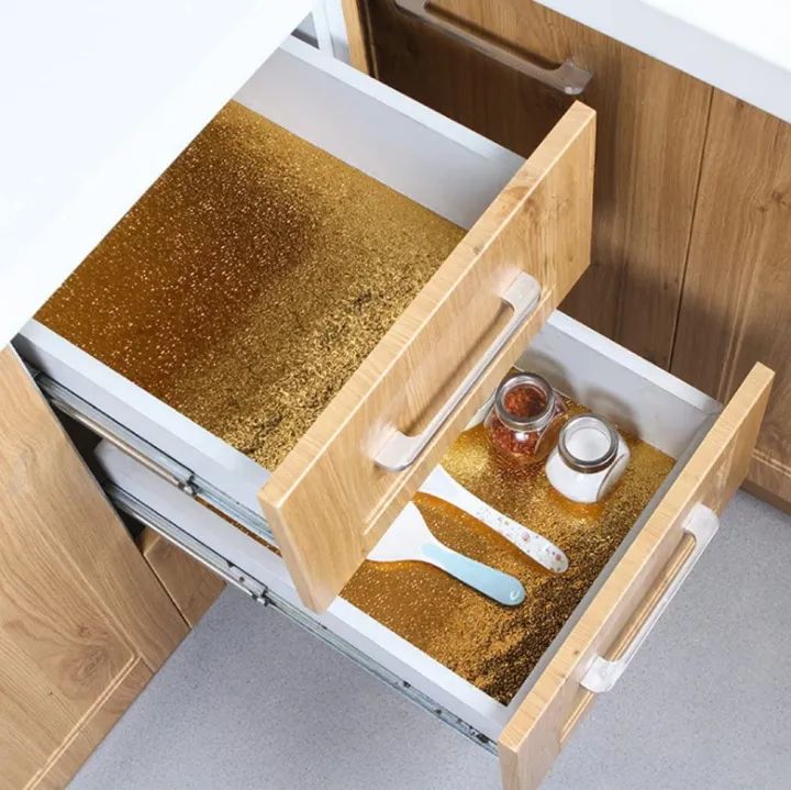 Golden Foil Aluminum Sticker For Kitchen Cabinet Wallpaper Oil Proof Waterproof wall protector with heat resistant Stove Cabinet Stickers kitchen backsplash wall tile sticker aluminium sheet Wallpaper Foil sheet Golden