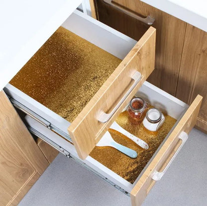 Golden Foil Aluminum Sticker For Kitchen Cabinet Wallpaper Oil Proof Waterproof wall protector with heat resistant Stove Cabinet Stickers kitchen backsplash wall tile sticker aluminium sheet Wallpaper Foil sheet Golden