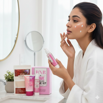 3pc Bnb Pink Glow Kit ( Toneup Facewash + Saffron Mask + Pink Glow Sunscreen)