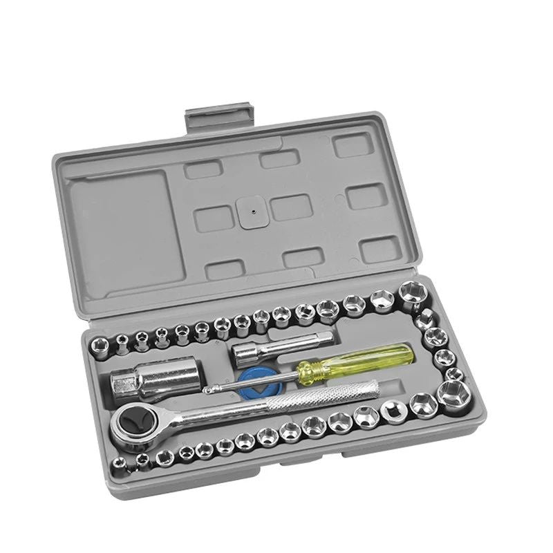 Aiwa 40 Piece Toolkit Tool kit Combination Socket Ratchet Wrench Set Tool Kit Toolkit Goti Set Ring Spanner Pana Set Screw Driver Bit Set Hand Toolkit T