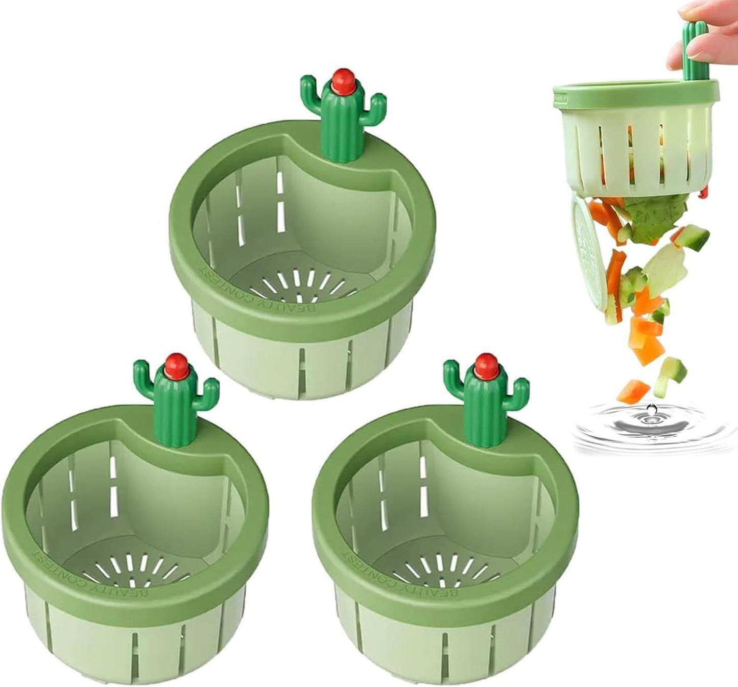 Cactus Kitchen Sink Drain Strainer Press Automatic Dumping Basket Multi Functional Home Use Draining Filter Net Kitchen Waste Collector for Sinks