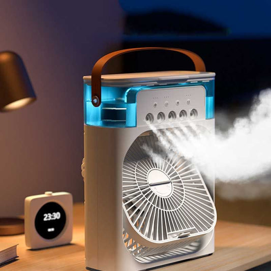 Portable Air Conditioner Fan Usb Electric Fan With Led Night Light, Fine Mist Water, And Humidifier Function | Led Night Light Water Mist Mini Fan Cooler