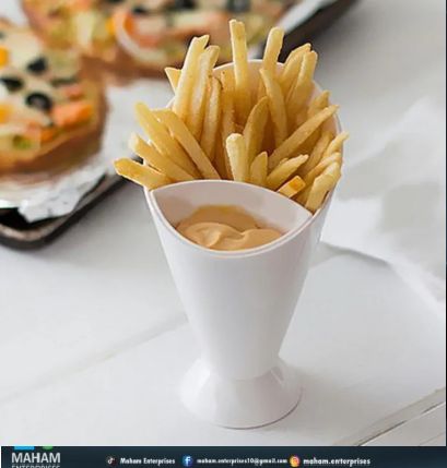 Plastic Cup Self Stand 2 in 1 French Fry Cone Dipping Cup Potato Tool Tableware French Fries Chip Chip Cone Holder Cups