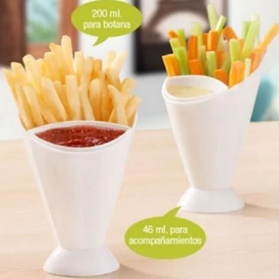 Plastic Cup Self Stand 2 in 1 French Fry Cone Dipping Cup Potato Tool Tableware French Fries Chip Chip Cone Holder Cups
