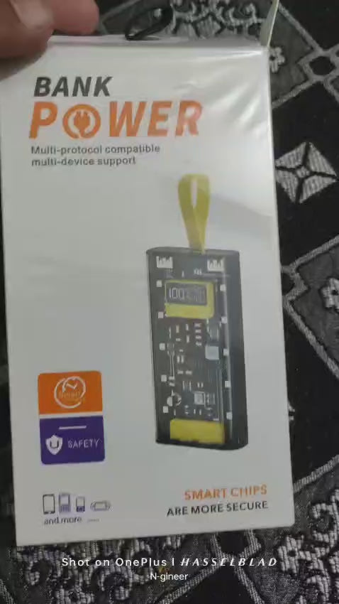 66W Super Fast Charging Transparent Power Bank 20000 MAH with Digital Display