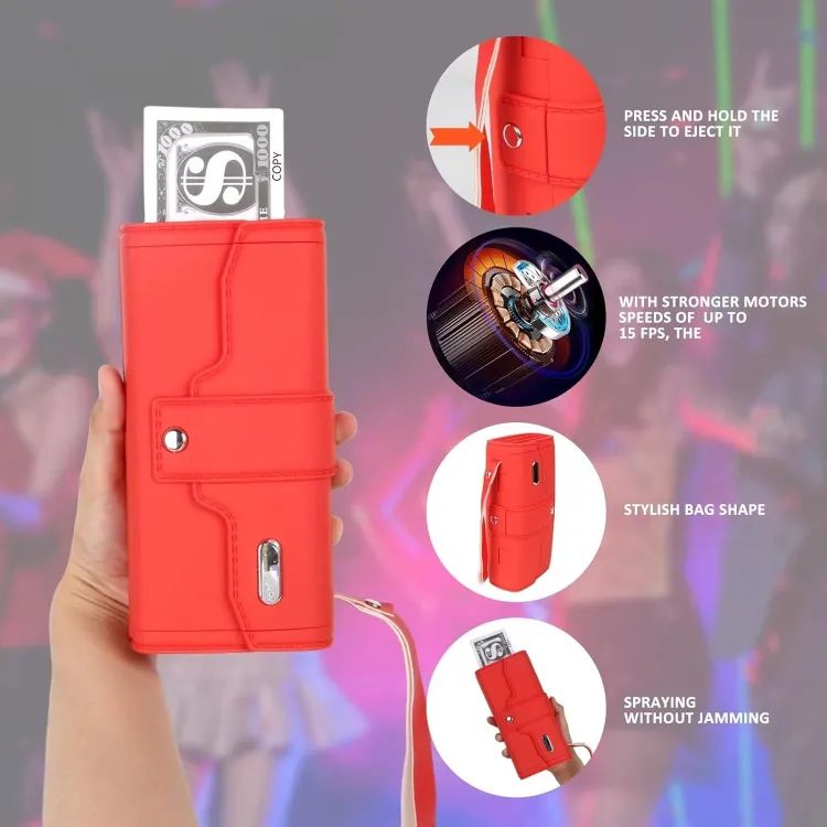 Rain Money Gun Paper Spary Machine Toy Gun Money Gun with 100 Pcs Play Money Cash Gun Party Supplies