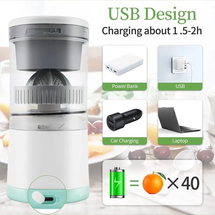 Rechargable Citrus Juicer Machines Fruit Electric Orange Juicer Squeezer USB Rechargeable Easy Press Lemon Lime Orange Grapefruit Juice Squeezer Easy to Clean fruit juicer