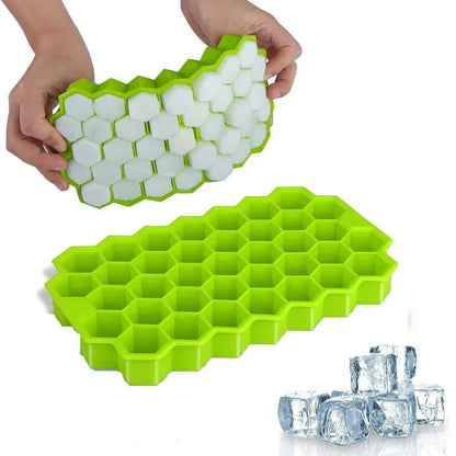 37 Cavity Ice Cube Mould Tray for Freezer Silicone Shape Honeycomb Chocolate Cake Maker Ice Trays for Chilled Drinks Reusable Multicolor