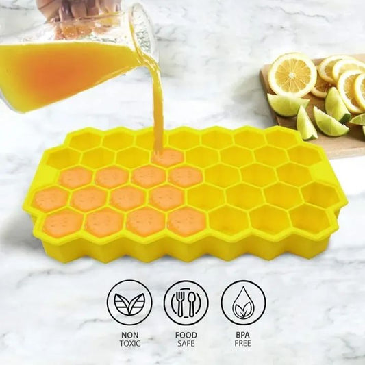 37 Cavity Ice Cube Mould Tray for Freezer Silicone Shape Honeycomb Chocolate Cake Maker Ice Trays for Chilled Drinks Reusable Multicolor